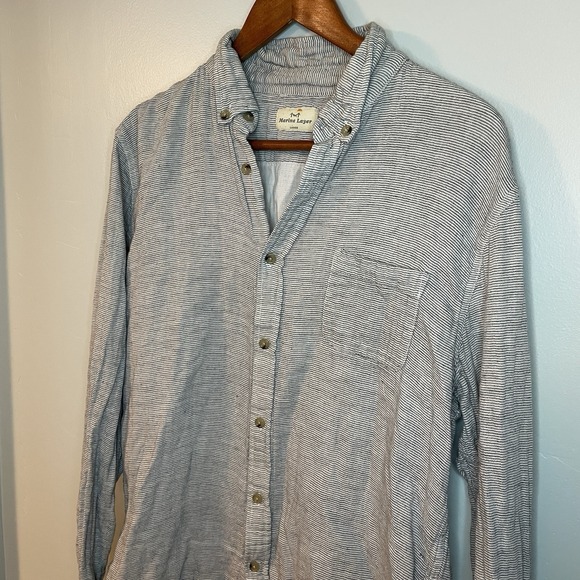 Marine Layer Shirt Mens Large Button Up Long Sleeve Black Stripe - Picture 2 of 6